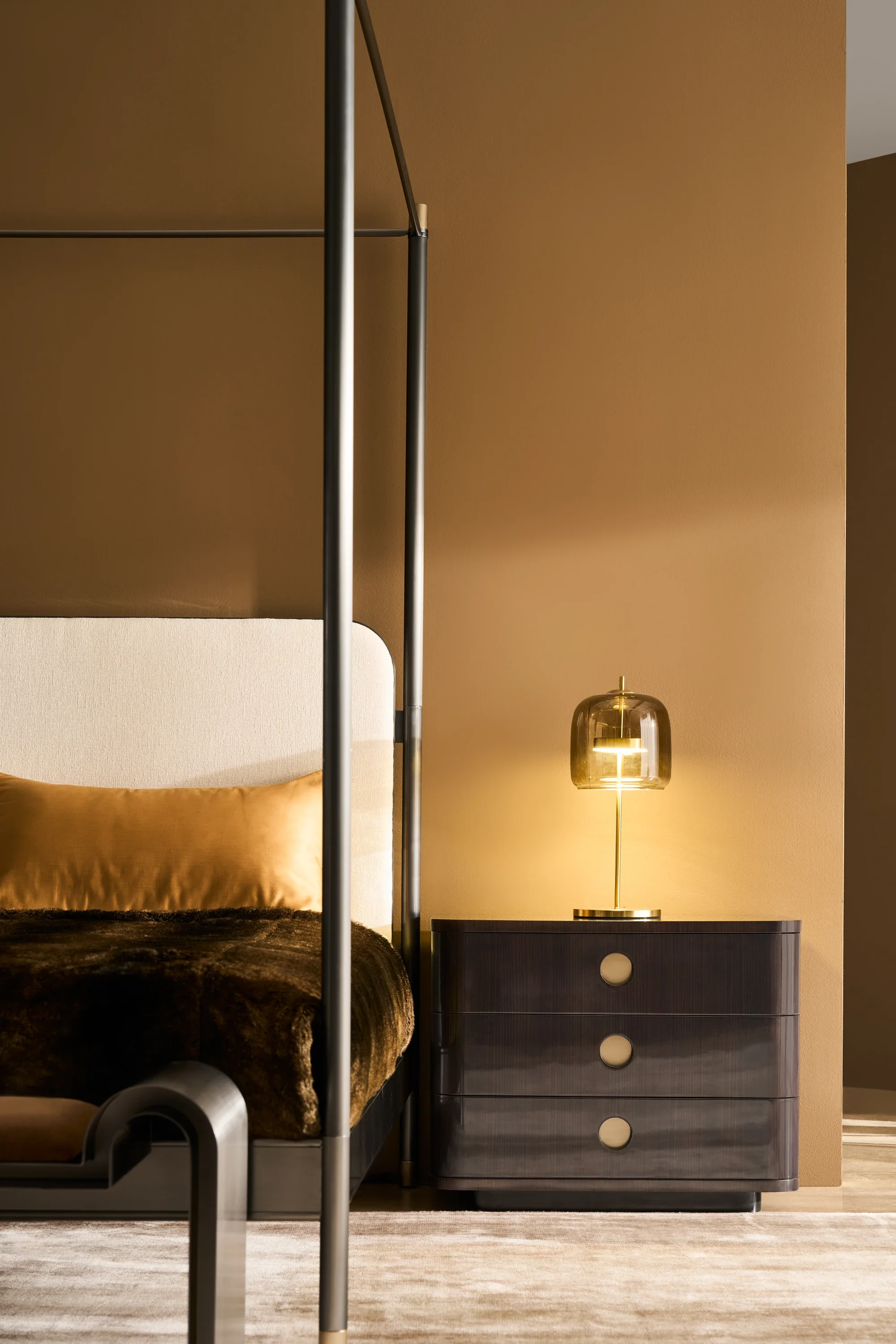 Campaign King Bed With Canopy - Image 5